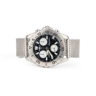 Lot 608 - A GENTS STEEL TISSOT CHRONOGRAPH STRAP WATCH