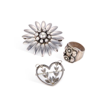 Lot 688 - A GROUP OF DANISH SILVER JEWELLERY
