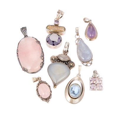 Lot 696 - A GROUP OF GEM-SET PENDANTS