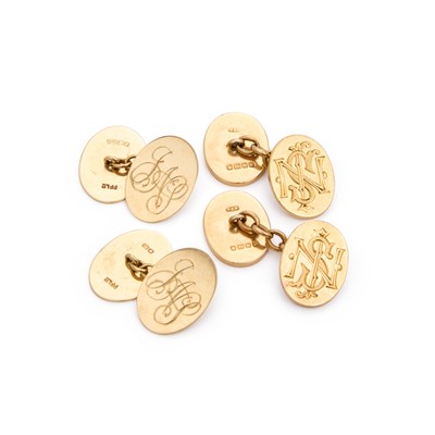 Lot 705 - TWO PAIRS OF 18 CARAT GOLD CUFFLINKS