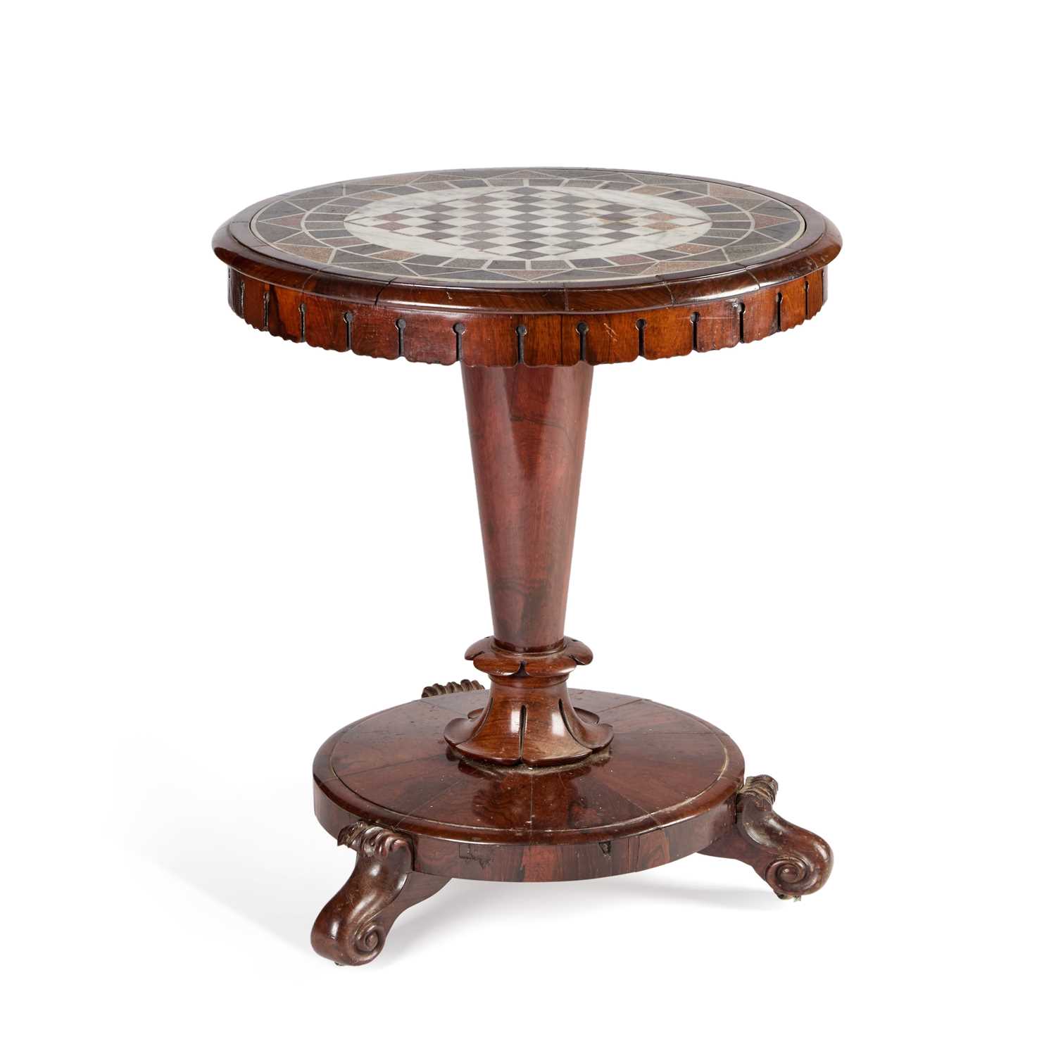 Lot 1010 - AN EARLY VICTORIAN SPECIMEN MARBLE AND ROSEWOOD CENTRE TABLE