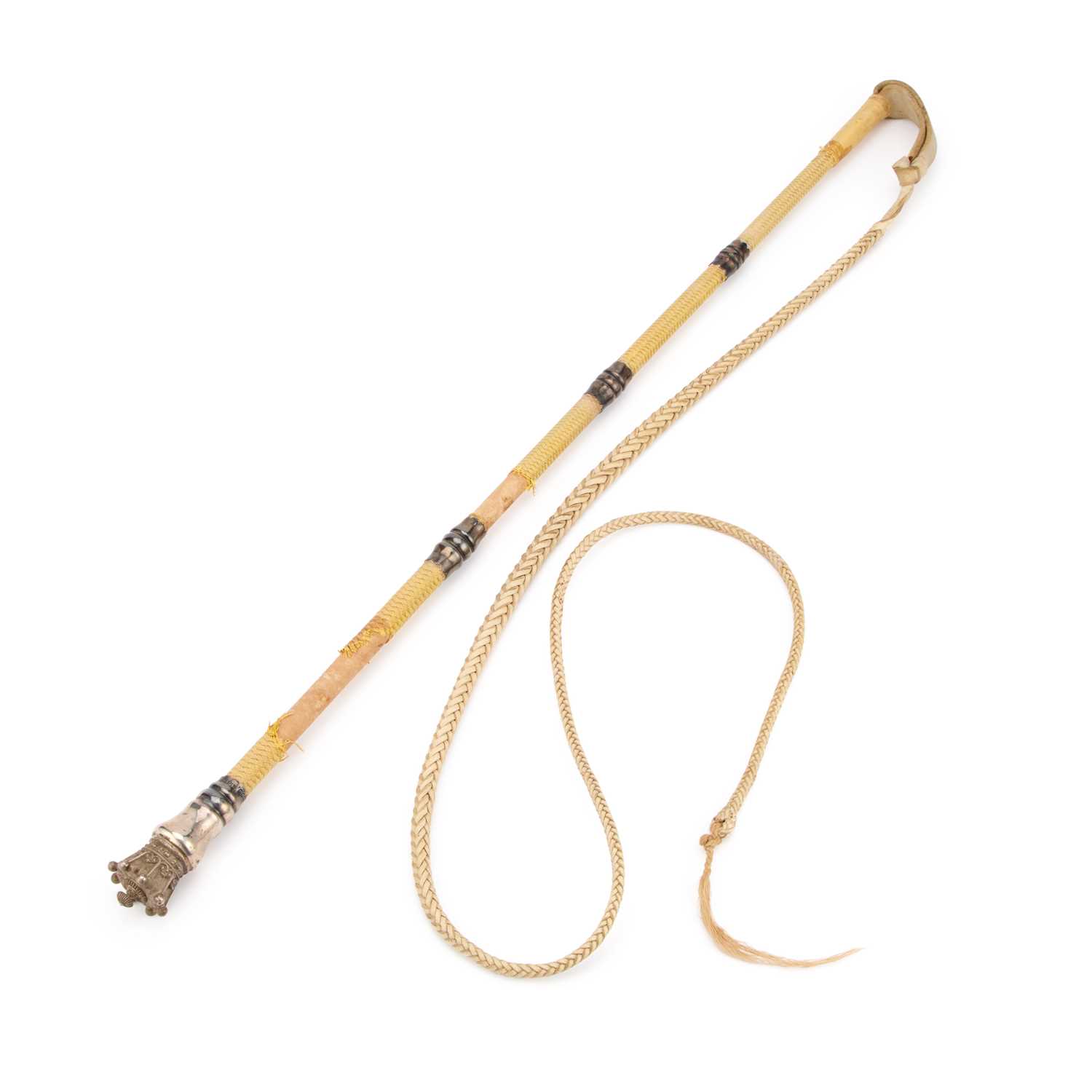 Lot A LATE VICTORIAN SILVER-MOUNTED WHIP