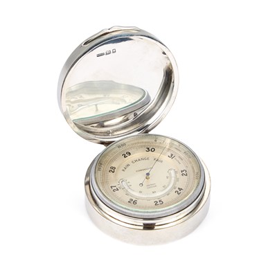 Lot 410 - A GEORGE V SILVER POCKET BAROMETER