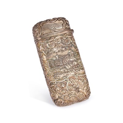 Lot 482 - AN EARLY VICTORIAN SILVER CASTLE-TOP CHEROOT CASE