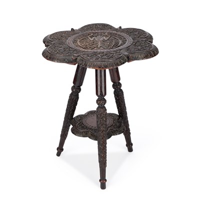 Lot 1012 - AN ANGLO-INDIAN CARVED HARDWOOD OCCASIONAL TABLE
