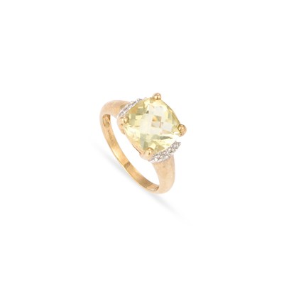 Lot 706 - A 9 CARAT GOLD CITRINE AND DIAMOND RING
