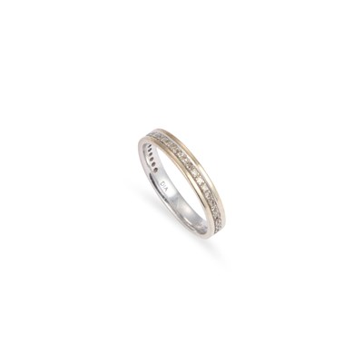 Lot 741 - A 9 CARAT WHITE GOLD DIAMOND THREE QUARTER ETERNITY RING