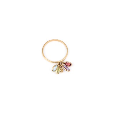 Lot 677 - A 9 CARAT GOLD MULTI-GEMSTONE RING