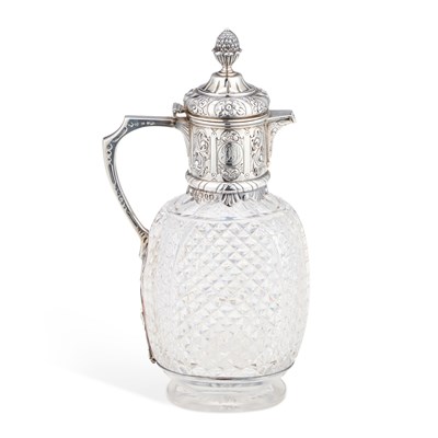 Lot 189 - A VICTORIAN SILVER-MOUNTED CUT-GLASS CLARET JUG