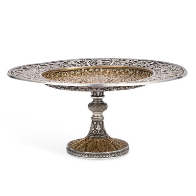 Lot 73 - A VICTORIAN SILVER-PLATED BURMESE STYLE TAZZA