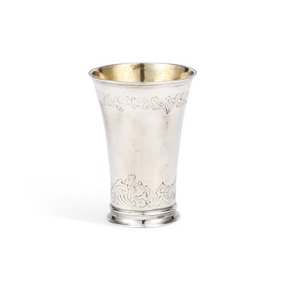 Lot 96 - AN 18TH CENTURY GERMAN SILVER BEAKER