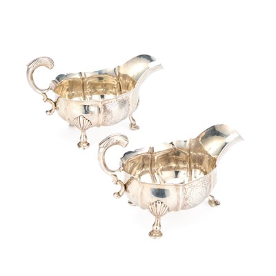 Lot 558 - A PAIR OF GEORGE II SILVER SAUCEBOATS