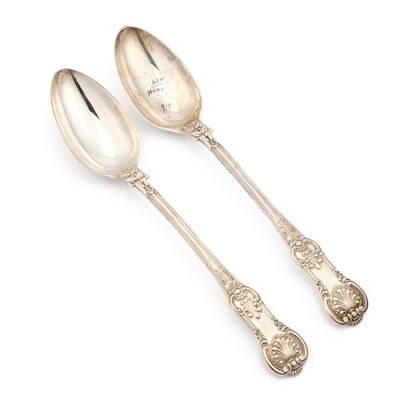 Lot 200 - A PAIR OF VICTORIAN SILVER BASTING SPOONS