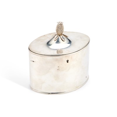 Lot 214 - A GEORGE III SILVER TEA CADDY