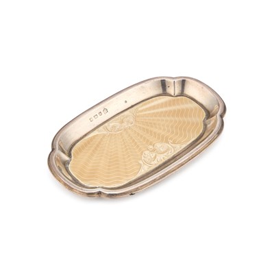 Lot 128 - AN ART DECO SILVER AND ENAMEL DISH