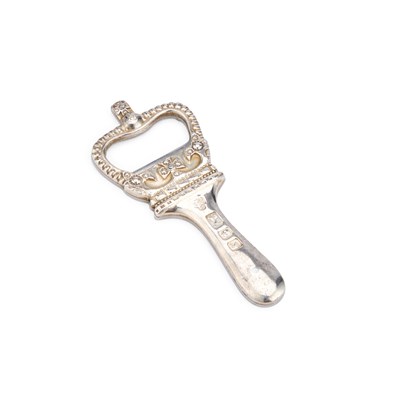 Lot 127 - AN ELIZABETH II SILVER NOVELTY BOTTLE OPENER