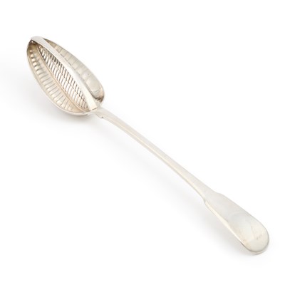 Lot 535 - A GEORGE III SILVER STRAINING SPOON