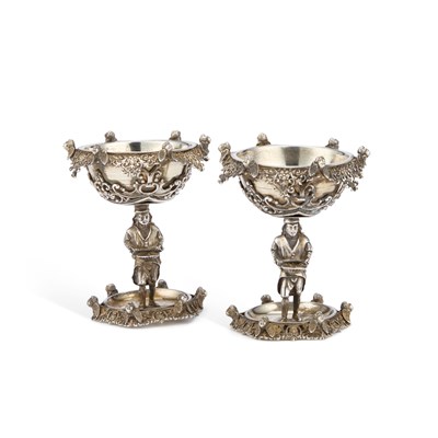 Lot 281 - A PAIR OF CONTINENTAL SILVER SALTS