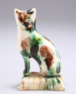 Lot 87 - A WHIELDON-TYPE POTTERY MODEL OF A SEATED CAT