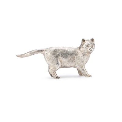 Lot 113 - AN ELIZABETH II SILVER CAT MODEL