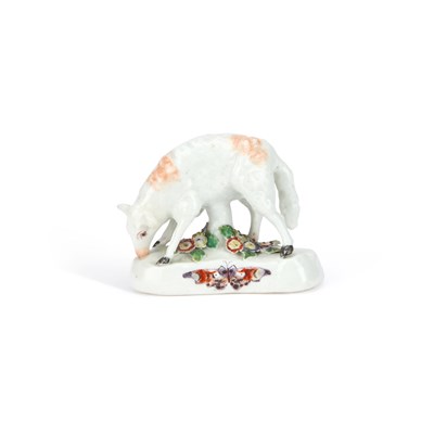 Lot 115 - A RARE DERBY PORCELAIN MODEL OF A SHEEP