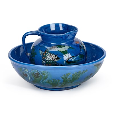Lot 27 - A C.H. BRANNAM POTTERY WASH BOWL AND JUG