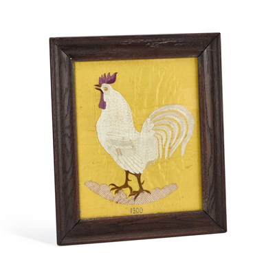 Lot 11 - A NEEDLEWORK PICTURE OF A COCKEREL