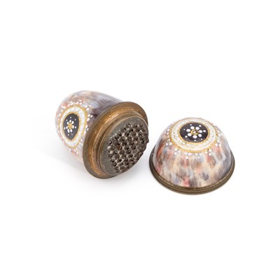 Lot 778 - AN 18TH CENTURY SOUTH STAFFORDSHIRE ENAMEL NUTMEG GRATER