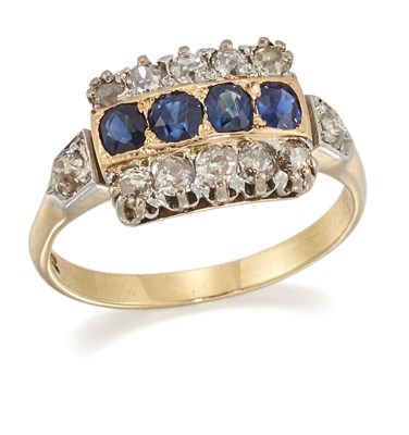 Lot 1545 - AN EARLY 20TH CENTURY SAPPHIRE AND DIAMOND RING