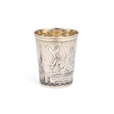 Lot 92 - AN EARLY 19TH CENTURY RUSSIAN SILVER AND NIELLO BEAKER