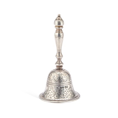 Lot 494 - A VICTORIAN CAST SILVER TABLE BELL