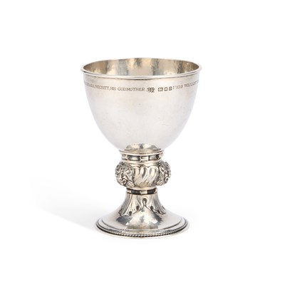 Lot 412 - AN ARTS AND CRAFTS SILVER GOBLET