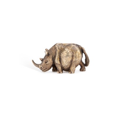 Lot 126 - STUART DEVLIN, AN ELIZABETH II CAST SILVER-GILT RHINOCEROS