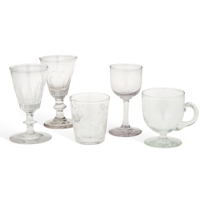 Lot 93 - A GROUP OF FIVE ANTIQUE GLASSES