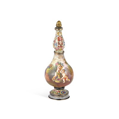 Lot 774 - A VIENNESE ENAMEL SCENT BOTTLE