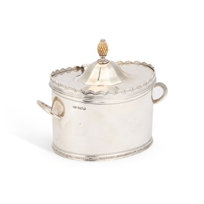 Lot 147 - A GEORGE III STYLE SILVER TEA CADDY
