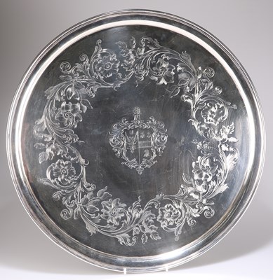 Lot 1292 - A GEORGE III SILVER SALVER, OF HUGE PROPORTIONS