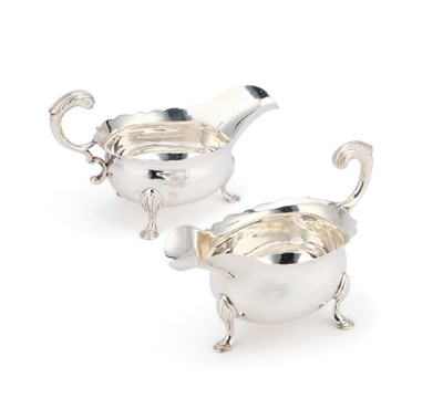 Lot 555 - A PAIR OF GEORGE II SILVER SAUCEBOATS