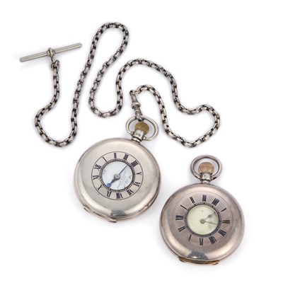 Lot 602 - TWO SILVER HALF HUNTER POCKET WATCHES