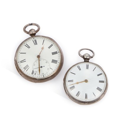 Lot 626 - TWO SILVER OPEN FACED POCKET WATCHES