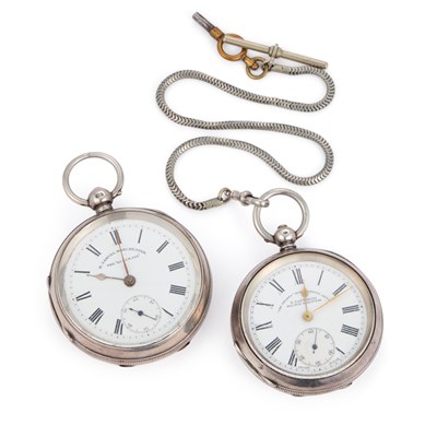 Lot 605 - TWO SILVER OPEN FACE POCKET WATCHES
