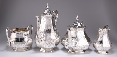 Lot 1332 - A VICTORIAN SILVER THREE-PIECE TEA SERVICE