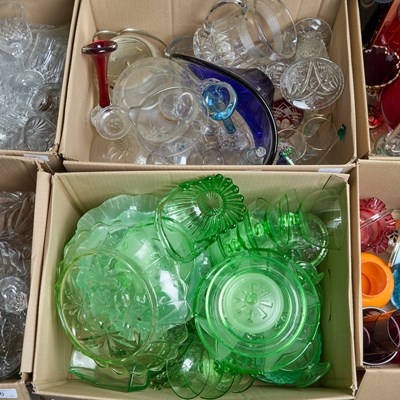 Lot 7 - TWO BOXES OF COLOURED AND CLEAR GLASS