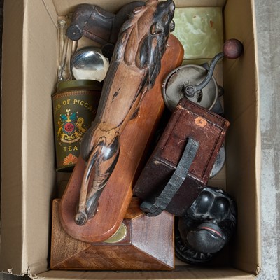 Lot 25 - THREE BOXES OF WOODEN AND OTHER ITEMS