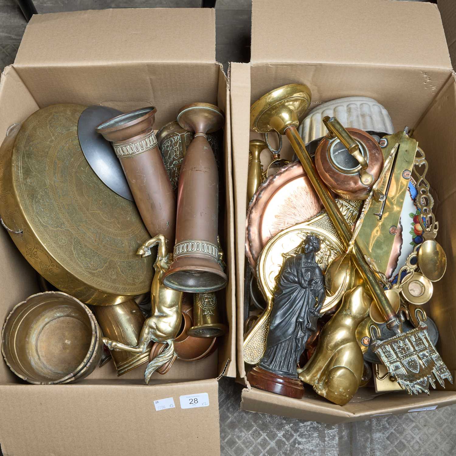 Lot 28 - TWO BOXES OF METALWORK