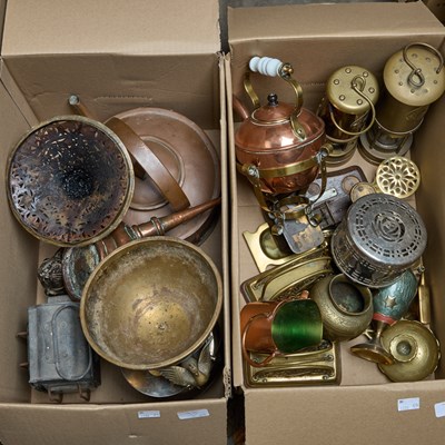 Lot 35 - THREE BOXES OF METALWORK