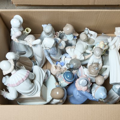 Lot 43 - A BOX OF SPANISH AND OTHER PORCELAIN FIGURES