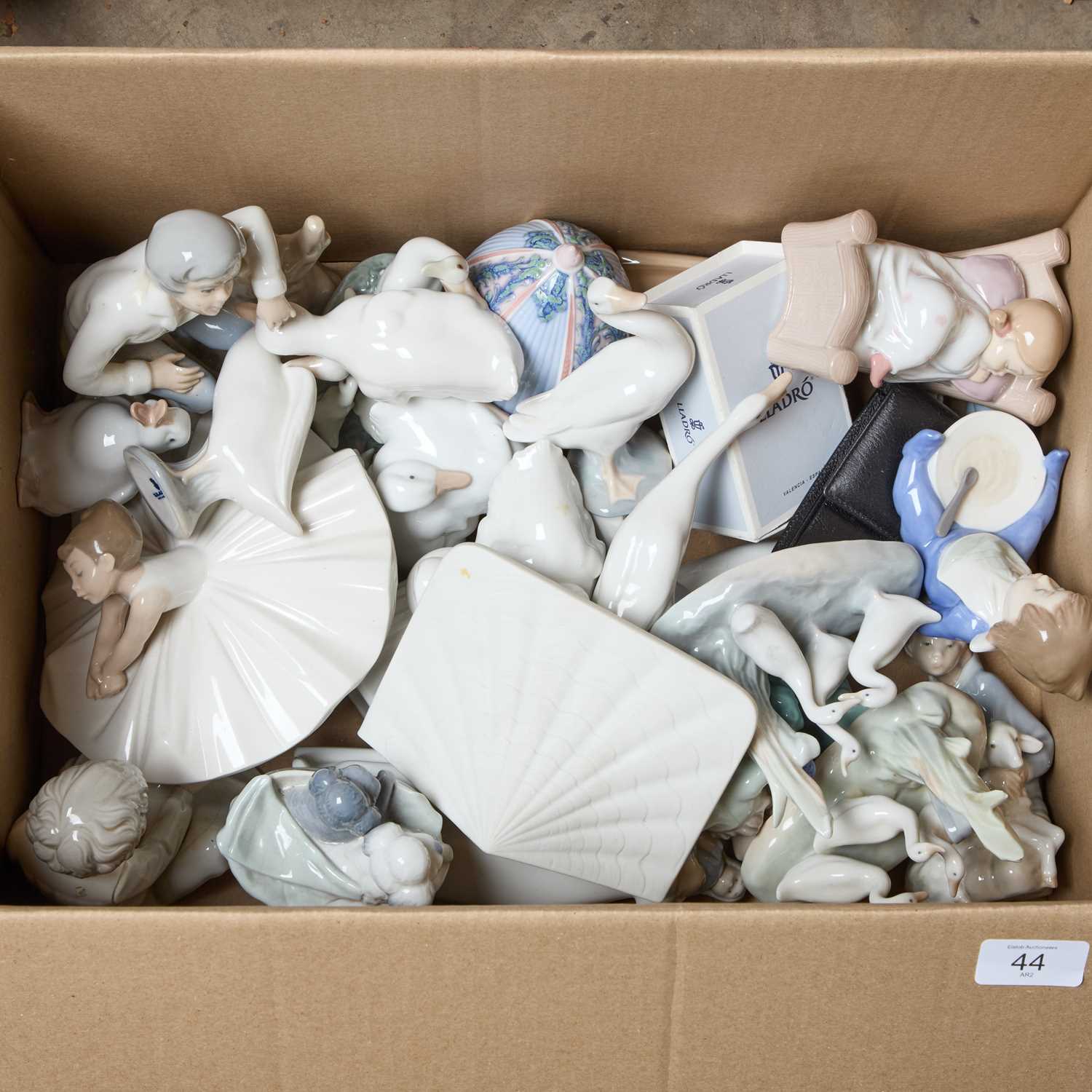 Lot 44 - A BOX OF SPANISH AND OTHER PORCELAIN FIGURES