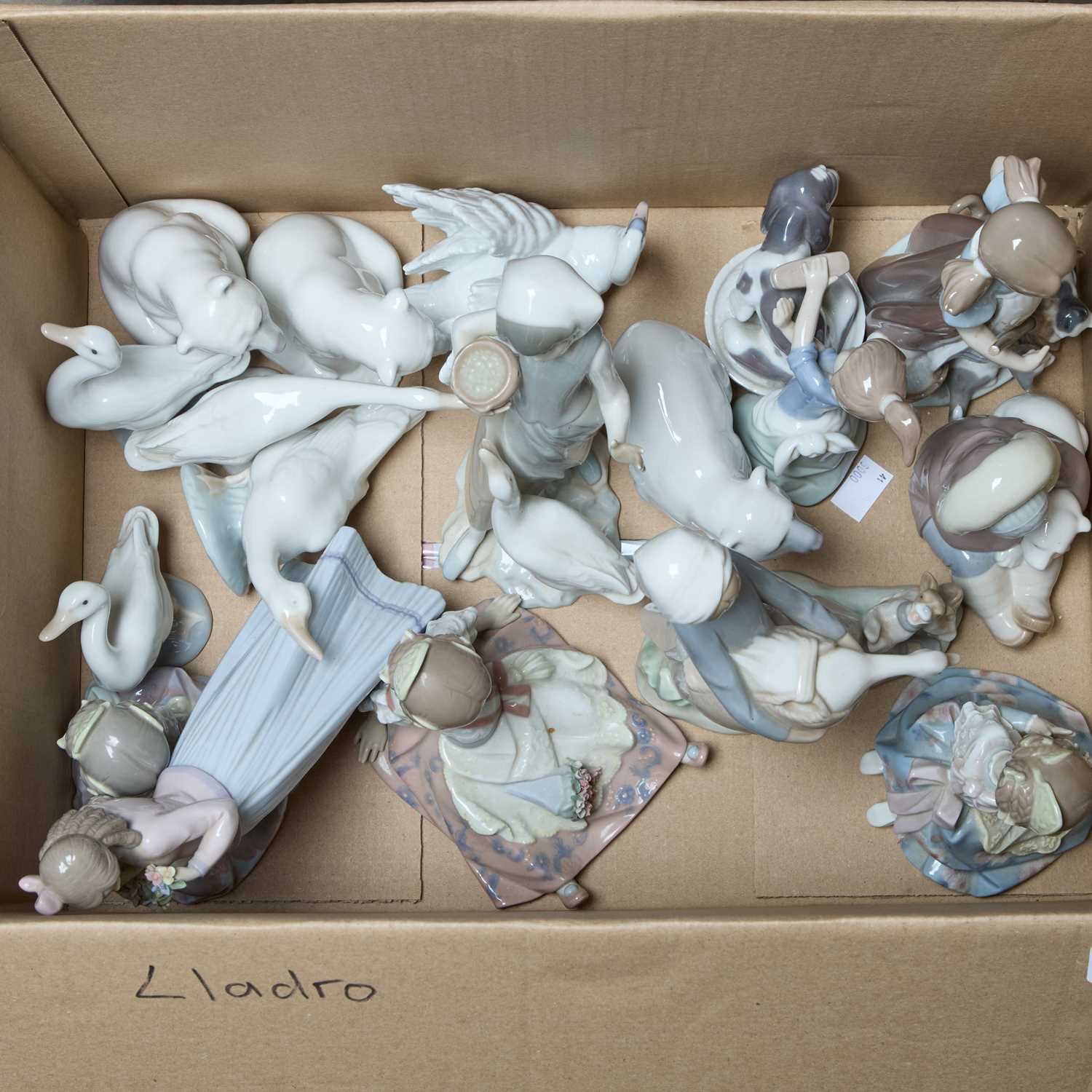 Lot 45 - A BOX OF SPANISH AND OTHER PORCELAIN FIGURES