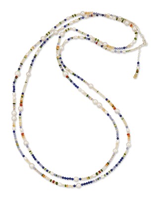 Lot 1713 - AN EXTENSIVE GEMSTONE BEAD NECKLACE